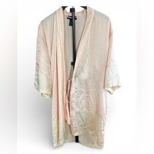 August Silk 100% Silk Women's Baby Pink and Cream Robe